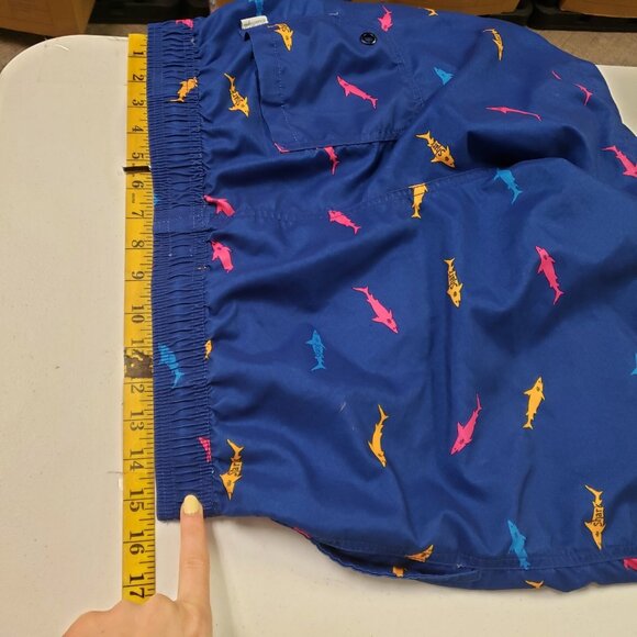 Maamgic Mens Shark Swim Trunks Size M Blue Vacation Beach Travel Cruise - Picture 7 of 11
